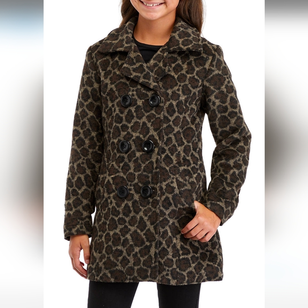 🦜 2/$10 Me Jane Leopard Print Fleece Coat. Large Youth.